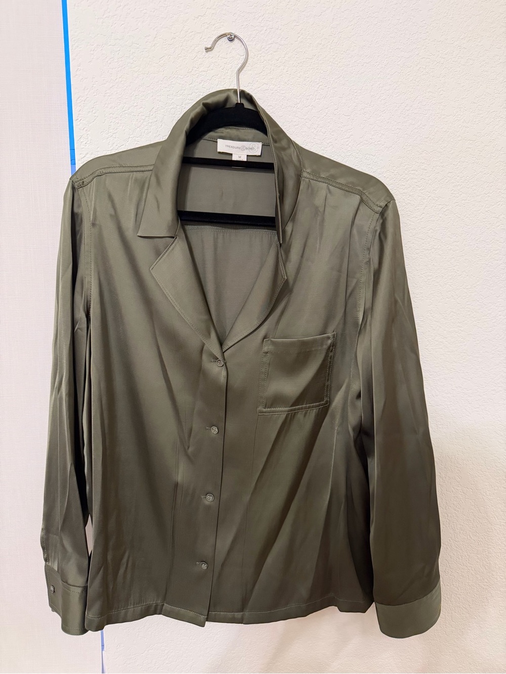 Olive Green Button-Up Blouse